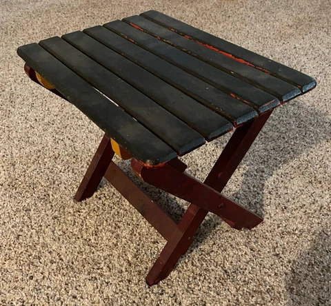 Vintage Wooden Foot Stool, Fold-out Cover