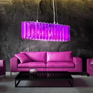 Design Lampadario A Sospensione Cromato Viola Illuminazione Per Sala Da Pranzo - Foto 1 di 7