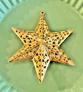 Vintage Gold Filigran Ornament 6 Spitz Stern Design ECKARTINA West Germany - Bild 1 von 1