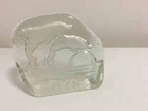 DOLPHIN GLASS PAPERWEIGHT ART GLASS - Picture 1 of 4