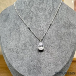 Moissanite Solitaire Wedding Pendant Solid 14K White Gold 2 CT Pear Cut F/VVS1 - Picture 1 of 4