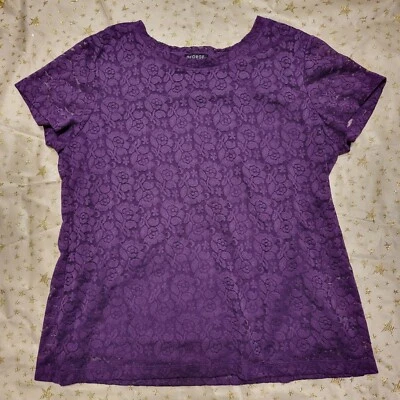 Топ George многослойный сливовый цветной с кружевными цветочными украшениями размер XL плюс - Изображение 1 из 4