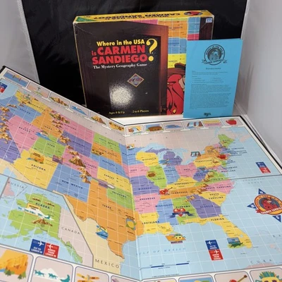Where In The USA Is Carmen Sandiego Juego de Mesa Instrucciones y Caja Solo Sin Juego Foto 1 de 4