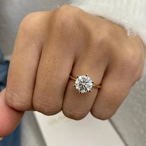 Anillo solitario de compromiso de oro amarillo de 14 quilates con diamantes de corte redondo de 2,5 quilates FN - Imagen 1 de 7