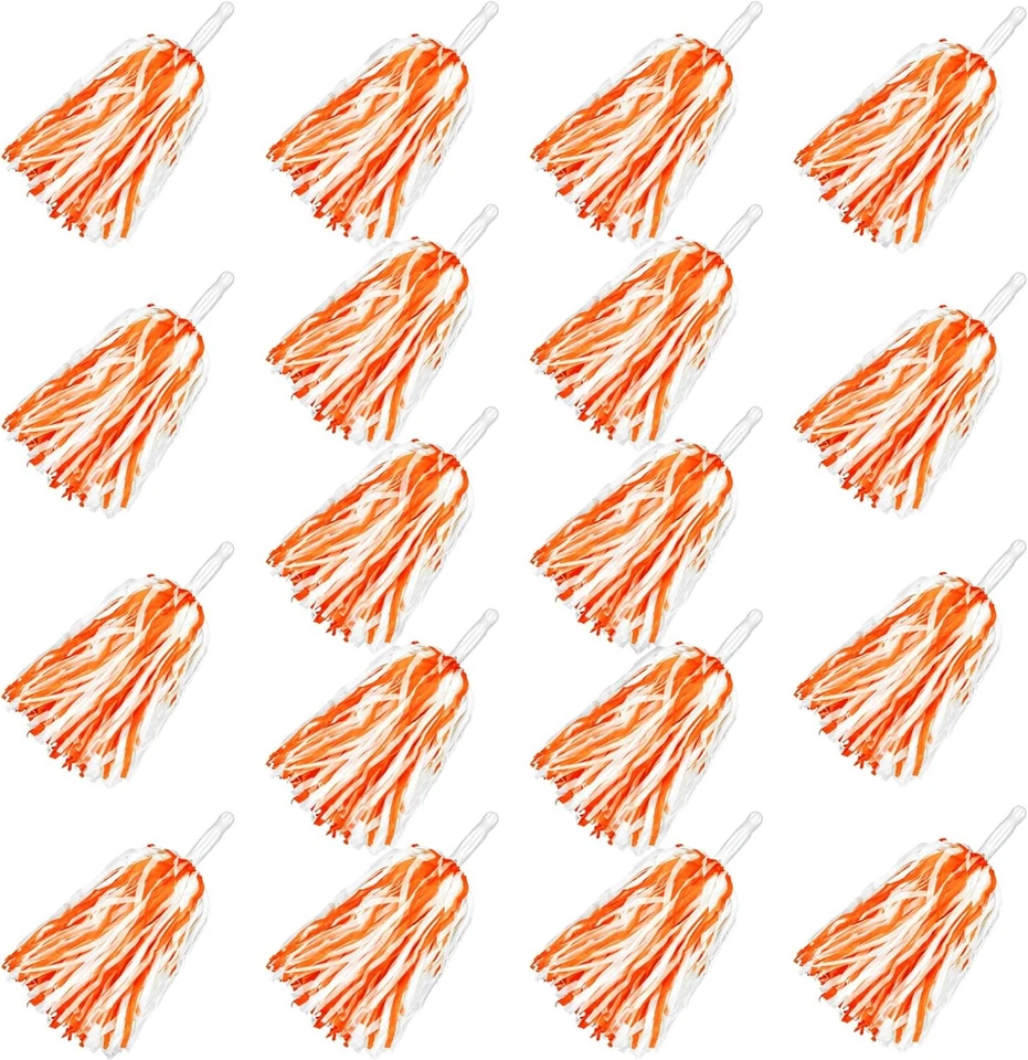 18PCS Cheerleading Pom Poms Plastic Cheerleader for Orange and White  - Image 1 of 4