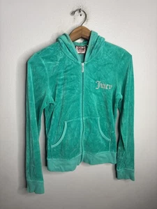 Juicy Couture Hoodie Girls Medium Velour Zip Up Jacket Track Y2K Bling - Picture 1 of 7