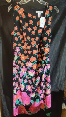 Vestido Vaina Midi London Times Mujer Negro Floral Cuello Asimétrico Talla 10 Nuevo Foto 1 de 3