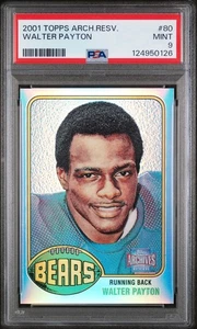 2001 TOPPS ARCHIVES RESERVE REFRACTOR #80 WALTER PAYTON CARD CHICAGO BEARS PSA 9 - Picture 1 of 2