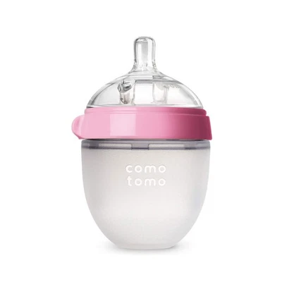 Biberón individual Comotomo, rosa, 5 oz - silicona suave, anticólicos, sin BPA Foto 1 de 4