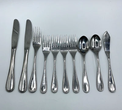 Oxford Hall STRATTON Stainless Steel Flatware 10pc Fork Spoon Knife  - Image 1 of 4