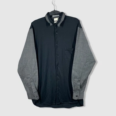 Yohji Yamamoto Black Gray Sleeve Button Up Shirt Men M Japan Distressed Designer - Image 1 of 4