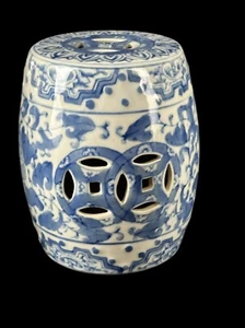 Mini Chinese Style Garden Seat Potpourri Holder or Plant Holder Blue White - Picture 1 of 7