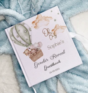 PERSONALISIERTES BABYPARTY FESTER EINBAND GÄSTEBUCH Safari Design ERINNERUNGSALBUM - Bild 1 von 4