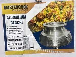 Olla de liebres Degra sin juntas Biryani Handi martillada de aluminio puro con tapa-MASTERC - Imagen 1 de 11