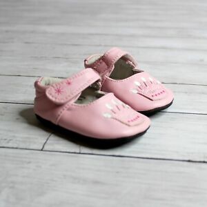 Jack & Lily Baby Girl Pink Leather Crib Shoes Size 6-12 Months Princess Crown