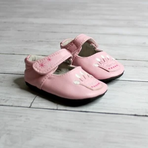 Jack & Lily Baby Girl's Pink Leather Crib Shoes Size 6-12 Months Princess Crown - Picture 1 of 4