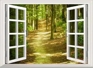 Adesivo Foresta Adesivo Murale 3D Finestra Paesaggio Poster Vinile Murale Arte Wallpaper - Foto 1 di 7