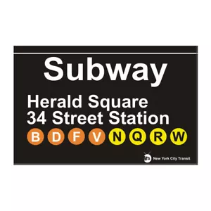 Herald Square 34th Street NYC Subway Magnet - New York City MTA Station Magnet - Picture 1 of 1
