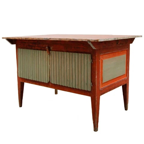Antique Swedish Gustavian Style Painted Pine Kitchen Work Table and Cupboard Cover