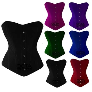 Waist Cincher Velvet Corset Steel boned Women Fashion Dress Fullbust Gothic Top - Picture 1 of 12