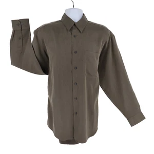 Haggar Dress Shirt Mens Size M (15.5x34) Brown Geometric Point Collar NEW $42 - Picture 1 of 10