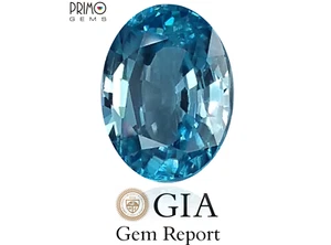 GIA Certified 3.48 Carat Stunning Natural Blue Zircon 9.3mm x 6.9mm Oval - Picture 1 of 7