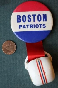 1970s Era Boston Patriots pin with vintage old style football helmet hanger too- - Picture 1 of 1