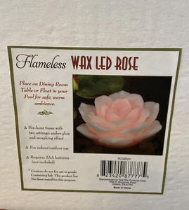 Floating LED Wax Flameless White Rose Flower Candle New In Box - Picture 1 of 2