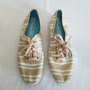 Tenis con cordones de lona tostada a rayas originales Keds para mujer talla 8,5 calidad/comodidad - Imagen 1 de 8