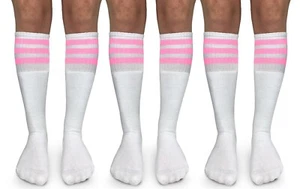 Jefferies Socks Boys Girls Stripe Vintage School Soccer Sport Knee Tube 3 Pairs - Picture 1 of 16