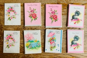 Vintage Notecard Collectibles Small Pink theme lot of 8 scrapbook junk journal - Picture 1 of 9