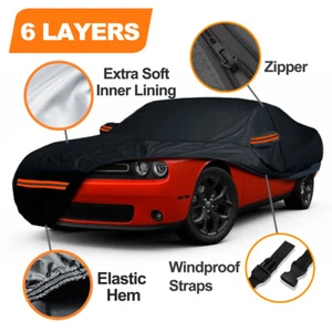 6 Layer CUSTOM FIT Dodge Challenger Car Cover Outdoor Waterproof With Entry Zip - Picture 1 of 7