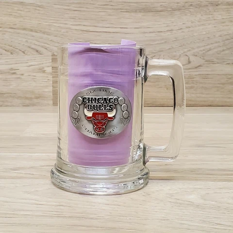 Chicago Bulls Six Time Champions Glass Tankard 91 92 93 96 97 98 NBA Collectible Cover