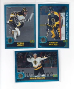 01/02 Topps Chrome Boston Bruins (3 Cards) Dafoe Rolston Raycroft Prospects - Bild 1 von 2