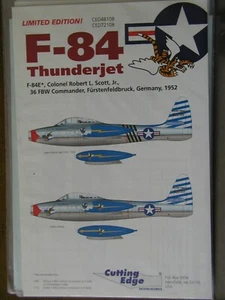 1/48 Cutting Edge F-84 THUNDERJET: Col. Robert Scott *Nose Art, Stripe Decal OOP - Picture 1 of 2