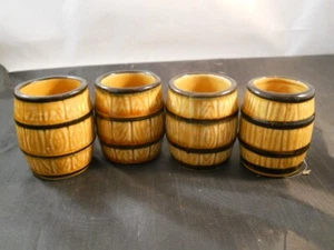 4-VINTAGE BARREL SHOT GLASSES TOOTHPICK HOLDERS - Picture 1 of 4