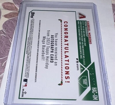 Gabriel Moreno Autograph 172/300 2023 Topps Holiday  - Image 1 of 2