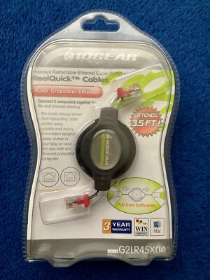 IOGEAR Premium Retractable RJ45 Crossover Ethernet Cable ReelQuick 3.5ft NEW - Image 1 of 4