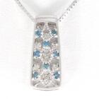 18K White gold Necklace BlueDiamond About4.0g About50cm Free shipping Used