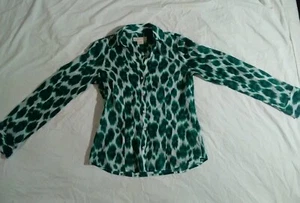 Michael kors green white button up shirt blouse cotton  - Picture 1 of 9