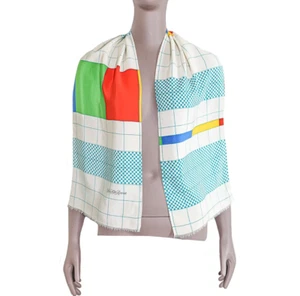 Saks Fifth Avenue geometrisches buntes Seidentuch leichtes Reise Fransenschal - Bild 1 von 6
