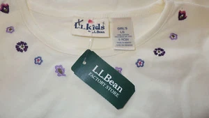 LL Bean Kids Girls Long Sleeve Embroidered Top with a Floral Design Size L NWT - Picture 1 of 12