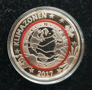 MDS DEUTSCHLAND MEDAILLE 2017 PP MIT ROTEM RING "KLIMAZONEN", SILBER - Picture 1 of 2