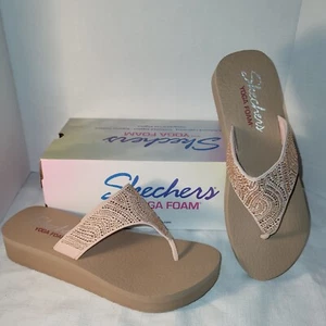 Skechers Yoga Foam Vinyasa Stone Candy Women Shoes Sz 11 Sandals Thong Blush NEW - Picture 1 of 16