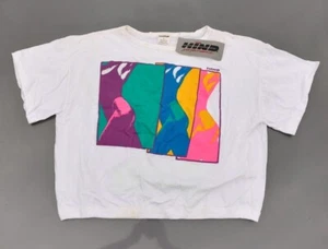 VTG Crop Top Tshirt Large HIND Workout Neon 80s NWT Single Stich USA MADE  - Picture 1 of 11