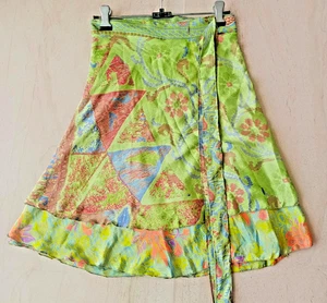 Gonna donna Boho Gypsy vintage avvolgente 100% seta L28' reversibile 2 strati - Foto 1 di 7