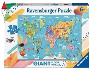 PUZZLE RAVENSBURGER PUZZLE 125 GIANT MAPPA DEL MONDO - Foto 1 di 1