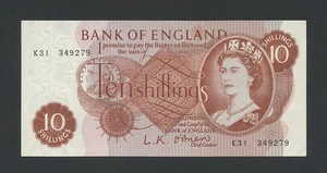 BANK OF ENGLAND 10 shillings note 1961 O'Brien K-LAST B286 Banknotes - Picture 1 of 2