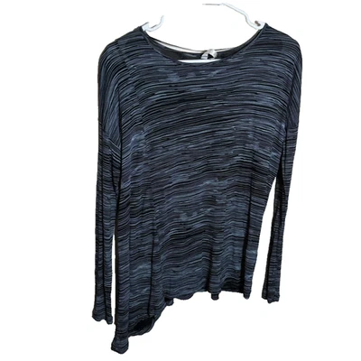 Top camisa para mujer Kensie cuello redondo medio asimétrica manga larga Foto 1 de 4