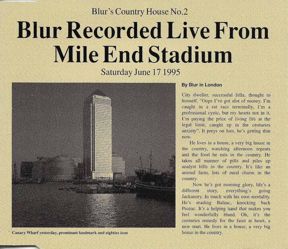 Gorillaz BLUR загородный дом с 4 РЕДКИМИ ЖИВЫМИ TRX CD сингл ЗАПЕЧАТАННЫЙ продавец из США 1995 - Изображение 1 из 1